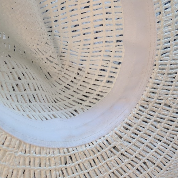 Anthropologie Wyeth Open Weave Rancher White Woven Vacation Sun Hat One Size - Picture 6 of 7